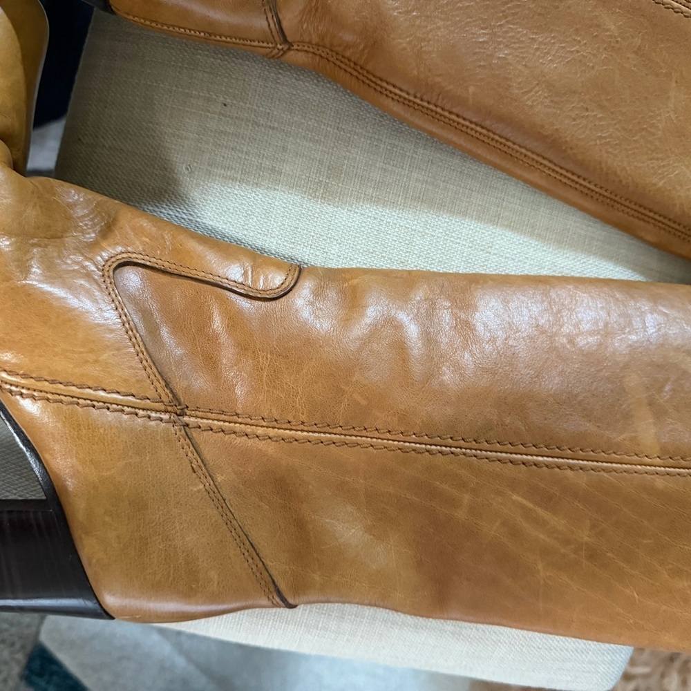 Charles David Made In Italy Banana Camel Leather Pullon Boots Vero Cuoio Size 8 - Picture 9 of 9